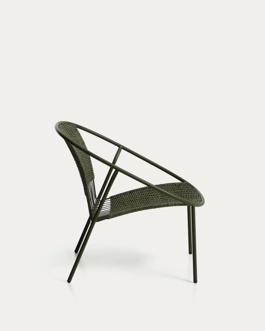 Fauteuil empilable Atrani en acier galvanisé et corde verte
