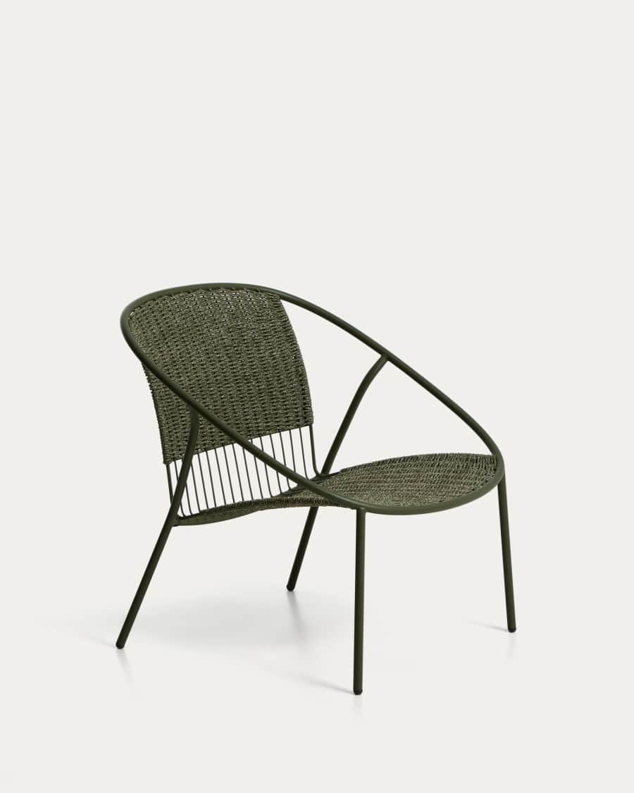 Fauteuil empilable Atrani en acier galvanisé et corde verte