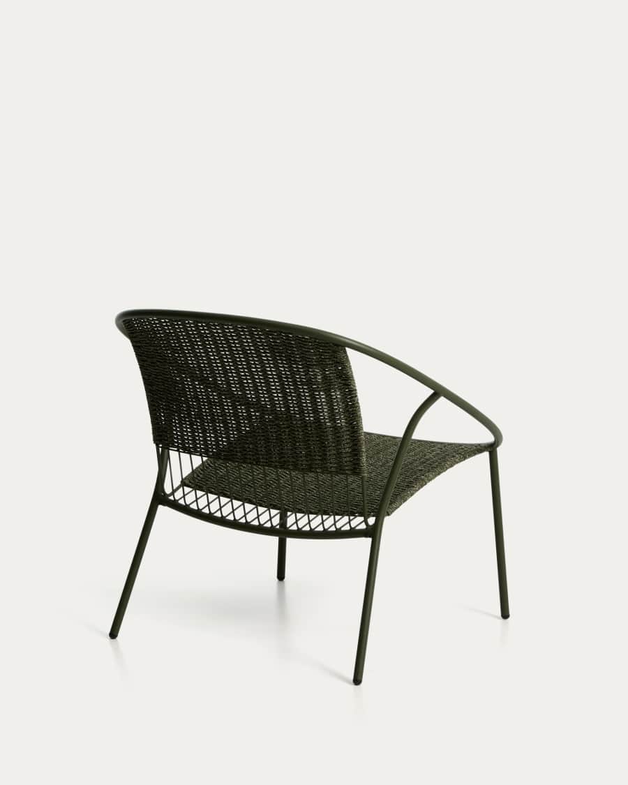 Fauteuil empilable Atrani en acier galvanisé et corde verte