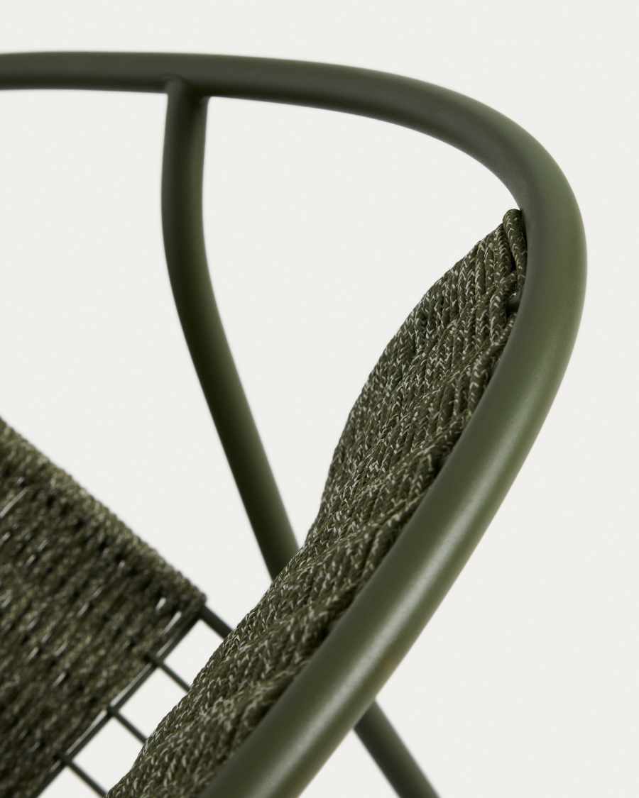 Fauteuil empilable Atrani en acier galvanisé et corde verte