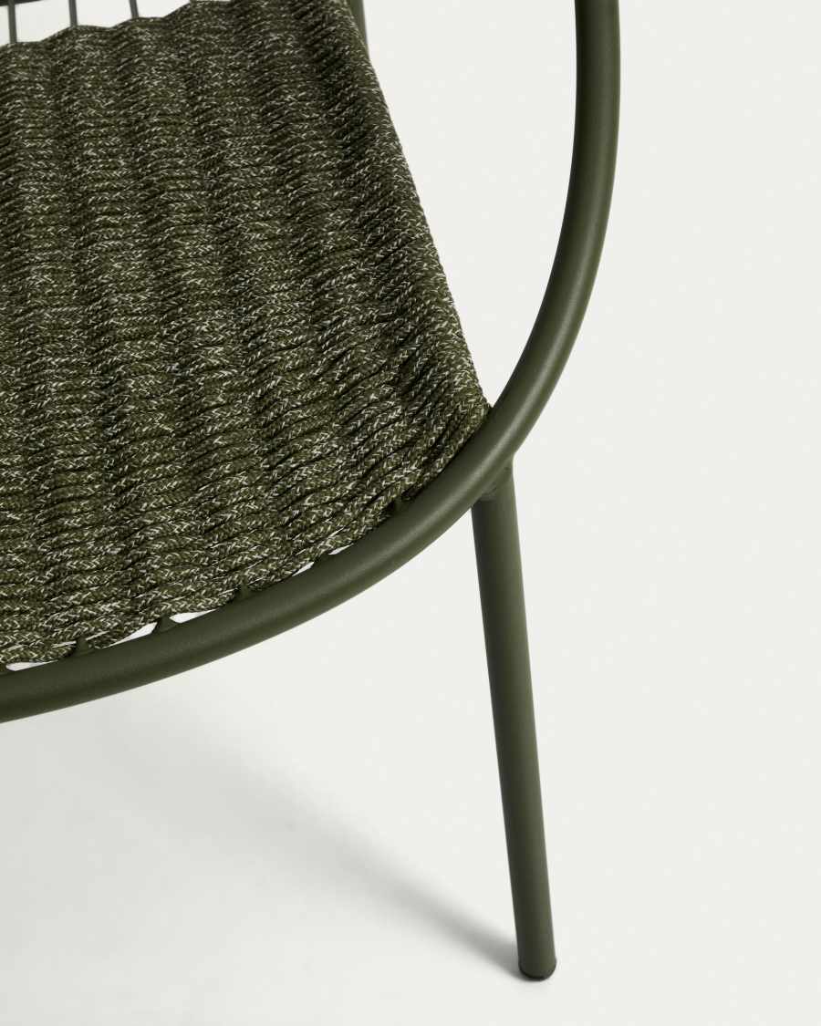 Fauteuil empilable Atrani en acier galvanisé et corde verte
