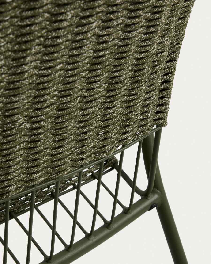 Fauteuil empilable Atrani en acier galvanisé et corde verte