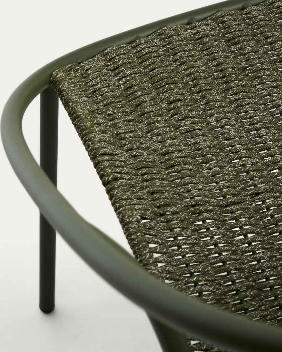 Fauteuil empilable Atrani en acier galvanisé et corde verte