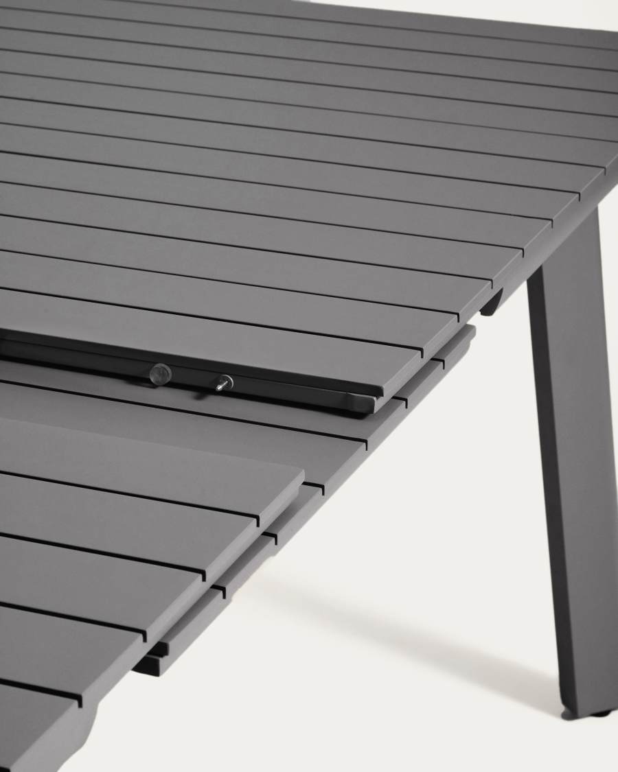 Table extensible d’extérieur Izola en aluminium avec finition graphite 220 (280) x 100 cm