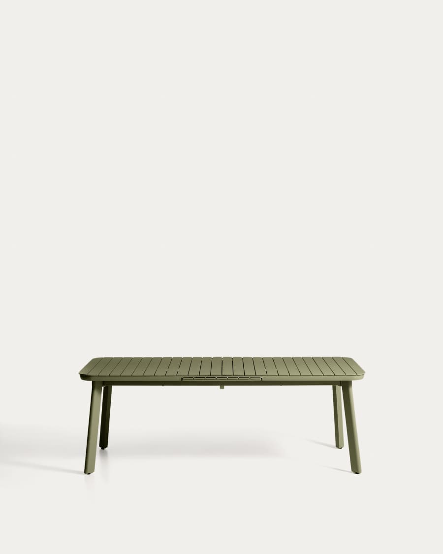 Table extensible d’extérieur Izola en aluminium avec finition verte 220 (280) x 100 cm