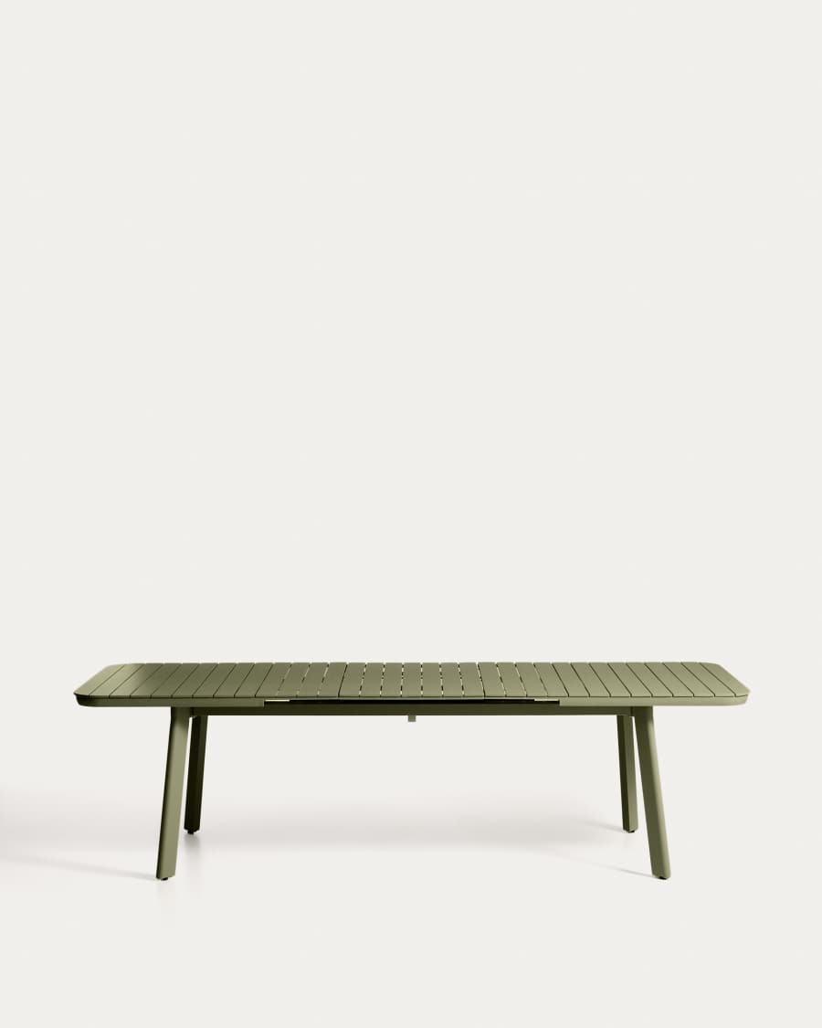 Table extensible d’extérieur Izola en aluminium avec finition verte 220 (280) x 100 cm