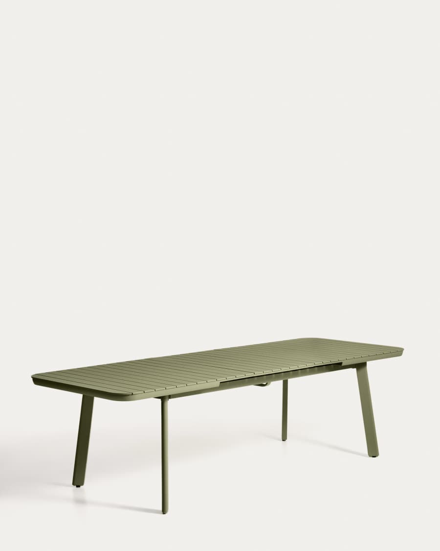 Table extensible d’extérieur Izola en aluminium avec finition verte 220 (280) x 100 cm
