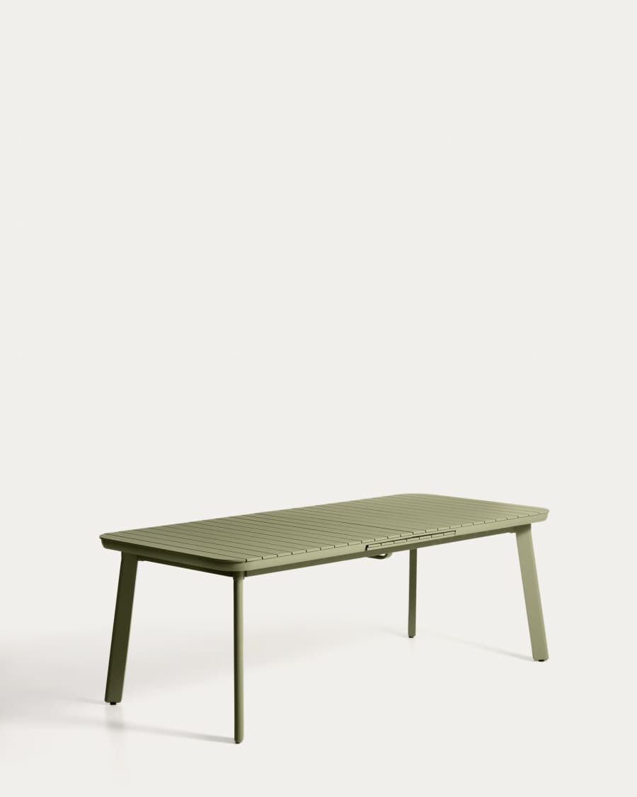 Table extensible d’extérieur Izola en aluminium avec finition verte 220 (280) x 100 cm