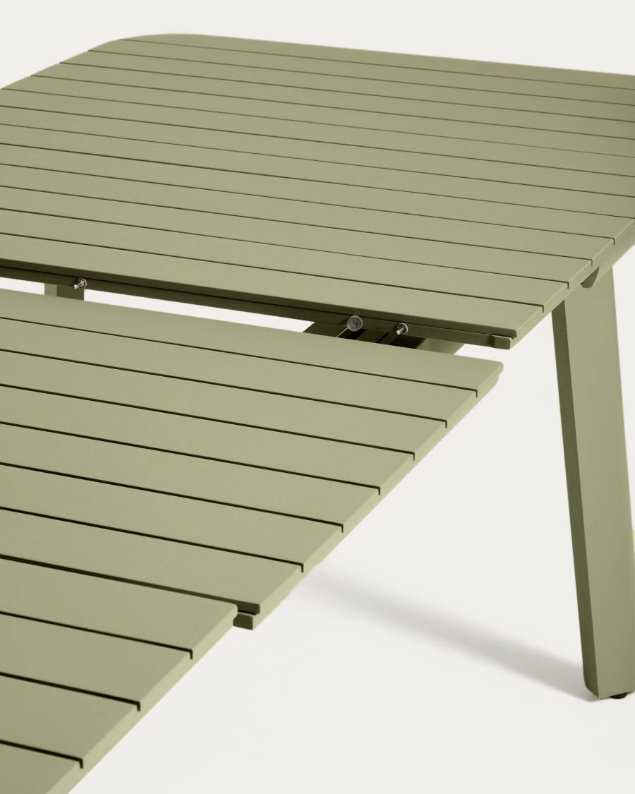 Table extensible d’extérieur Izola en aluminium avec finition verte 220 (280) x 100 cm