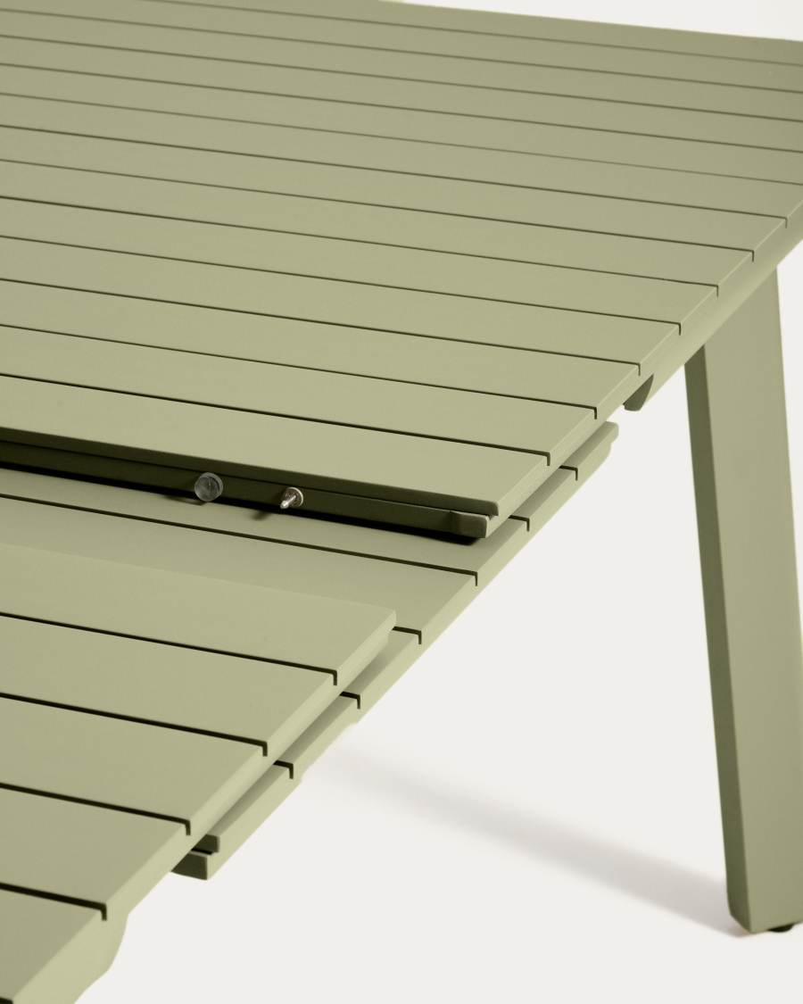 Table extensible d’extérieur Izola en aluminium avec finition verte 220 (280) x 100 cm