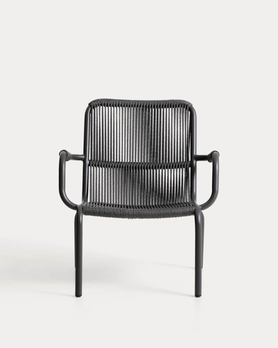 Butaca Salis d’alumini grafit i corda sintètica gris fosc