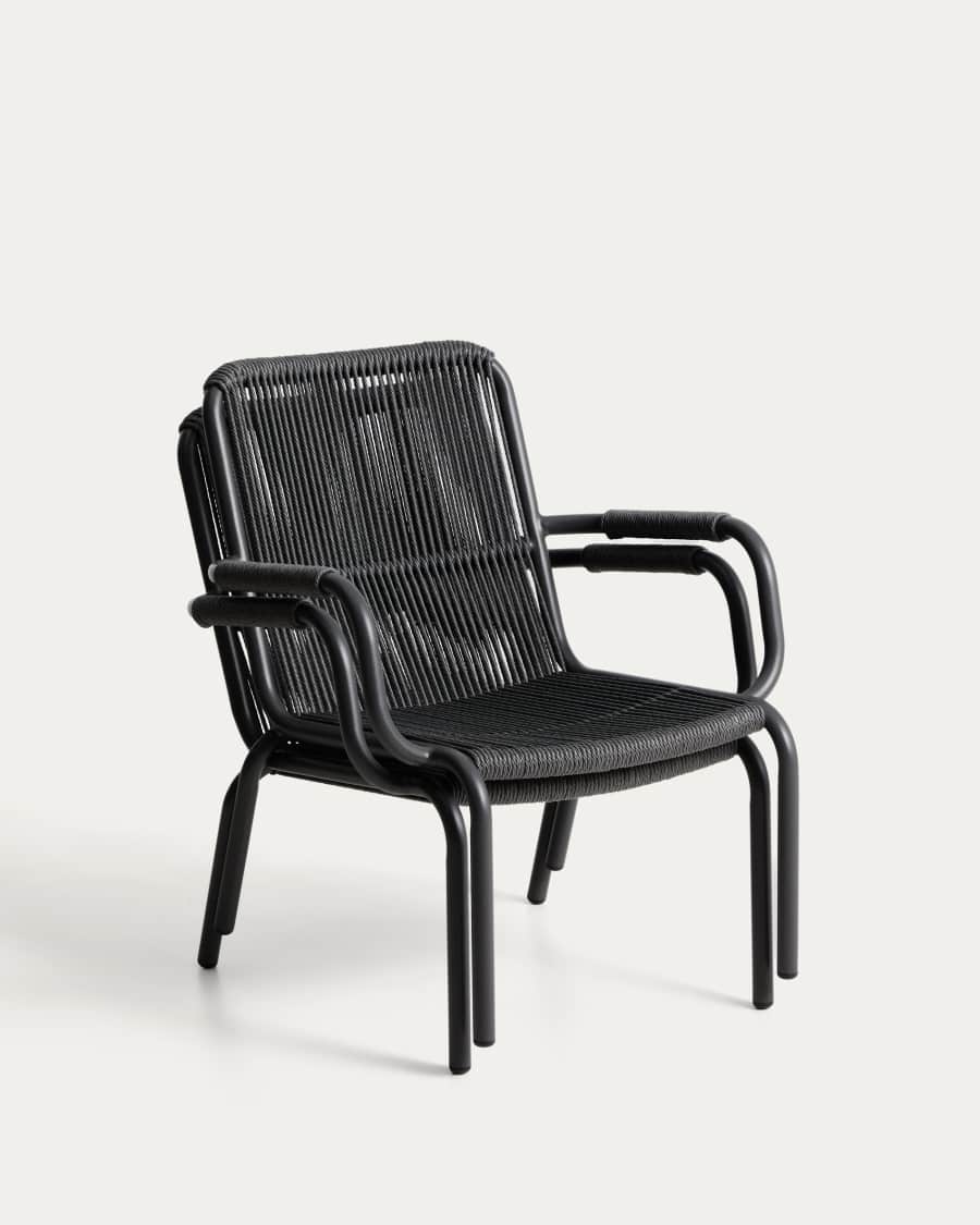 Butaca Salis d’alumini grafit i corda sintètica gris fosc