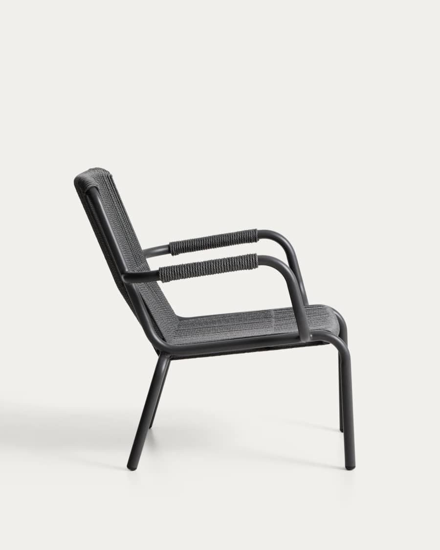 Butaca Salis d’alumini grafit i corda sintètica gris fosc