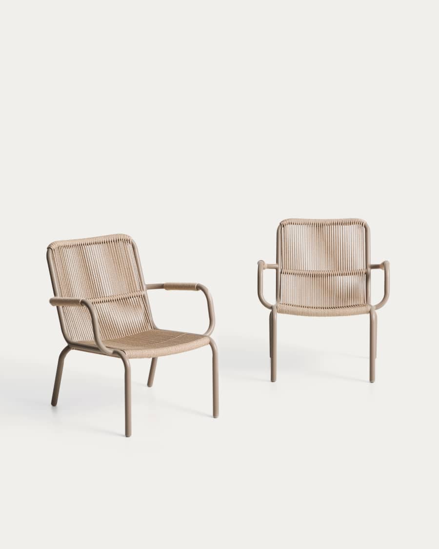 Salis armchair in ecru aluminium and ecru synthetic rope cord