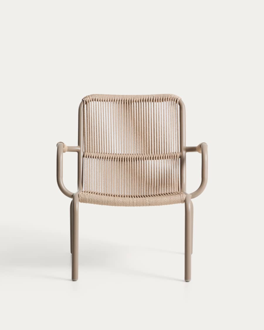 Salis armchair in ecru aluminium and ecru synthetic rope cord
