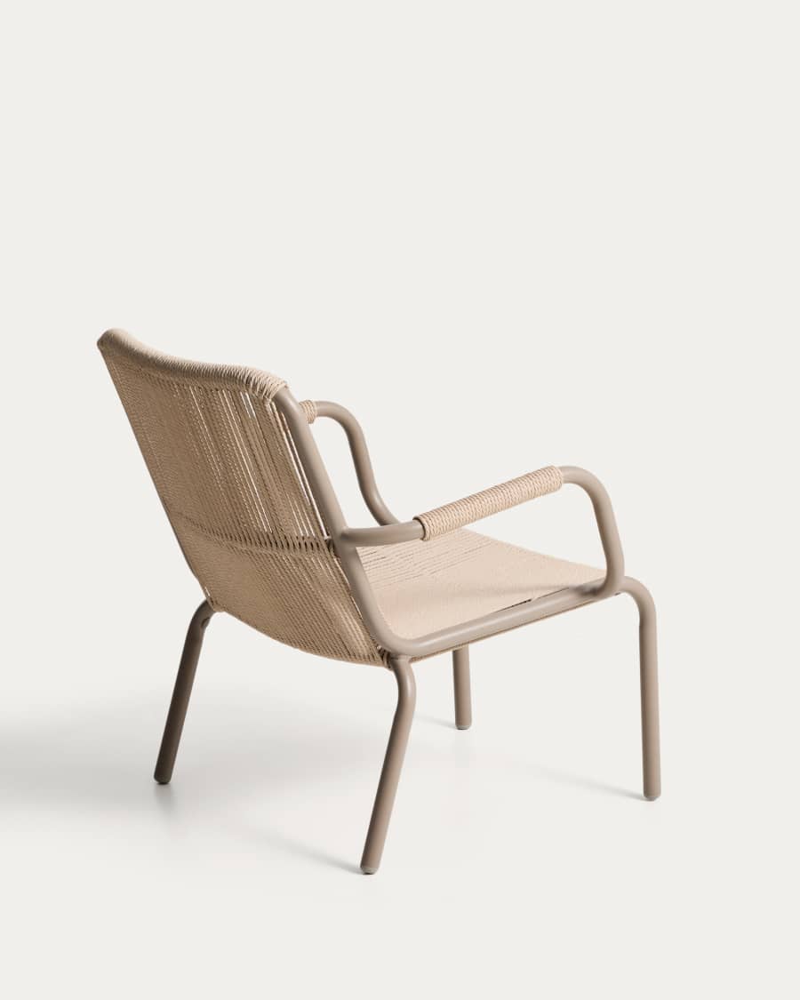 Salis armchair in ecru aluminium and ecru synthetic rope cord