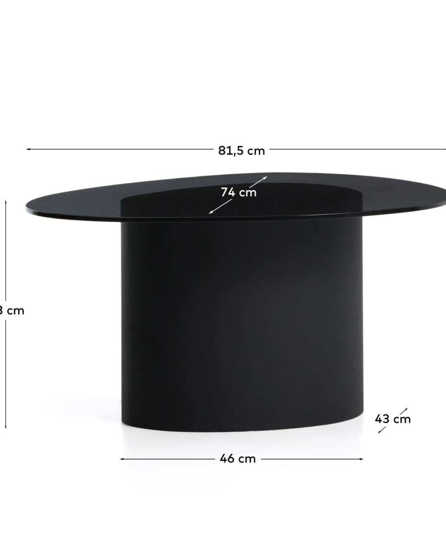 Tavolino da appoggio Olir in acciaio nero e vetro temperato 82 x 74 cm