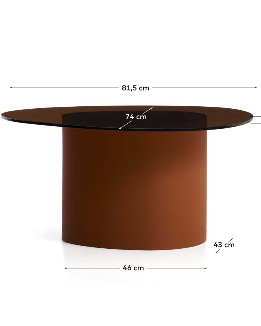 Βοηθητικό τραπέζι Olir από καφέ ατσάλι και tempered γυαλί 82 x 74 εκ