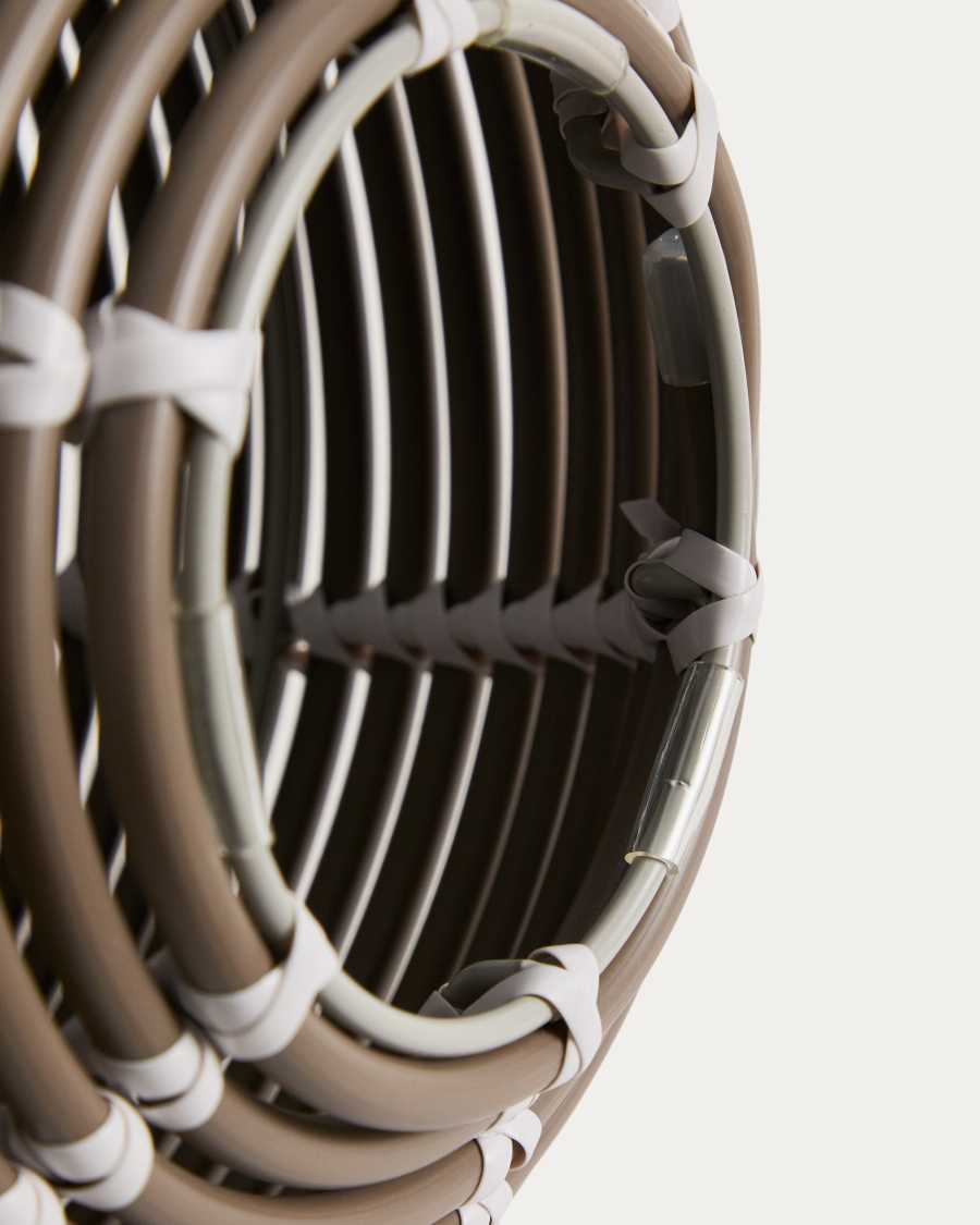 Llum de taula solar per a exterior Garoina LED de rotang sintètic taupe Ø28 cm