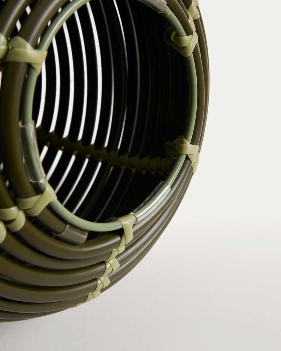 Llum de taula solar per a exterior Garoina LED de rotang sintètic verd Ø28 cm