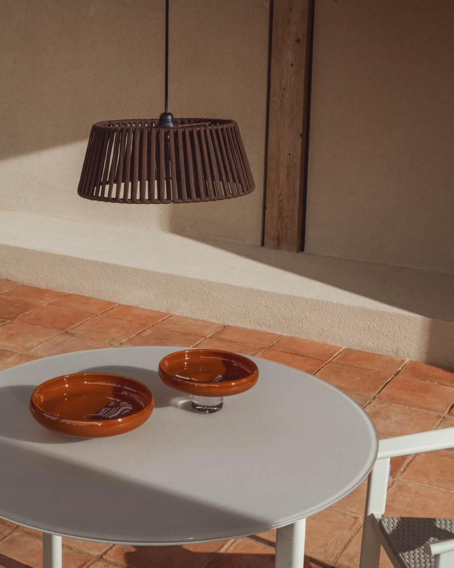 Aldet ceiling lamp shade in brown flat rope cord Ø46cm