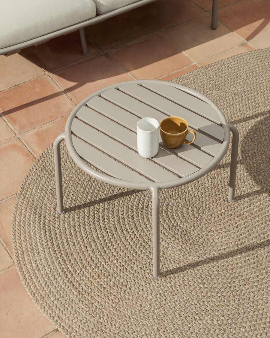 Joncols outdoor side table in aluminium with taupe painted finish Ø 60cm