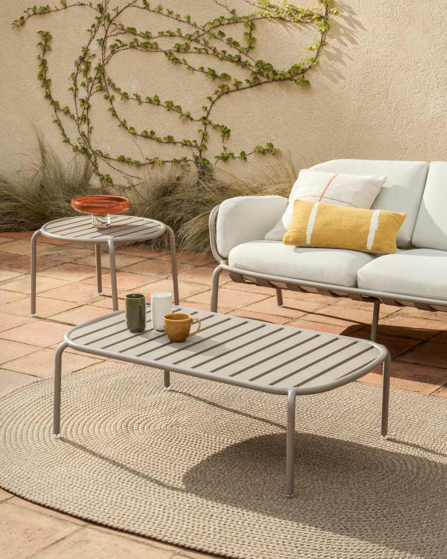 Joncols outdoor side table in aluminium with taupe painted finish Ø 60cm