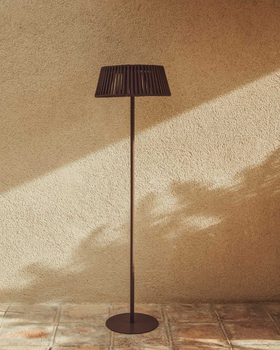 Llum de peu solar per a exterior Aldet de corda plana i peu de metall marró Ø46 cm