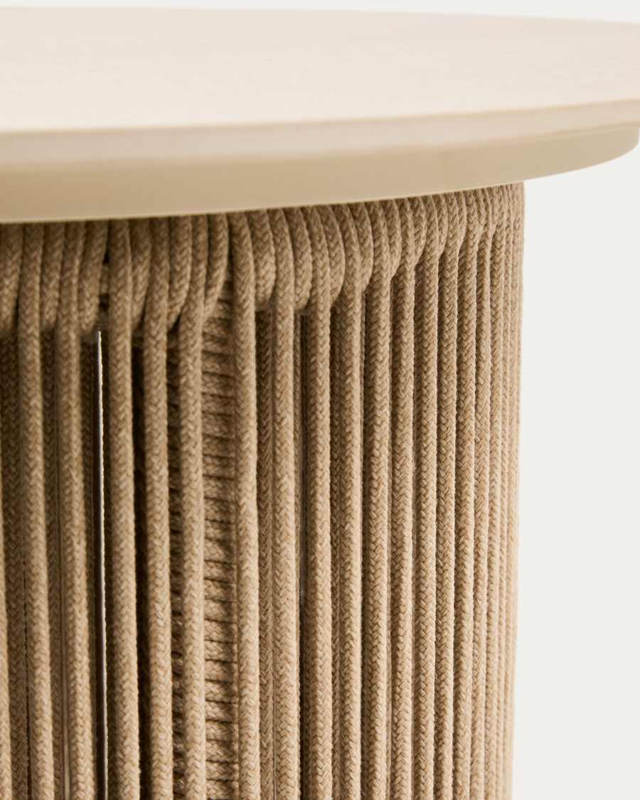 Orosei outdoor side table in aluminium and ecru rope cord Ø 55cm