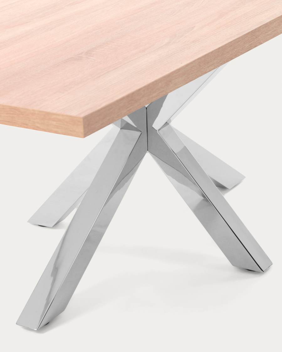 Tavolo Argo di melammina con finitura naturale e gambe in acciaio inossidabile 200 x 100 cm