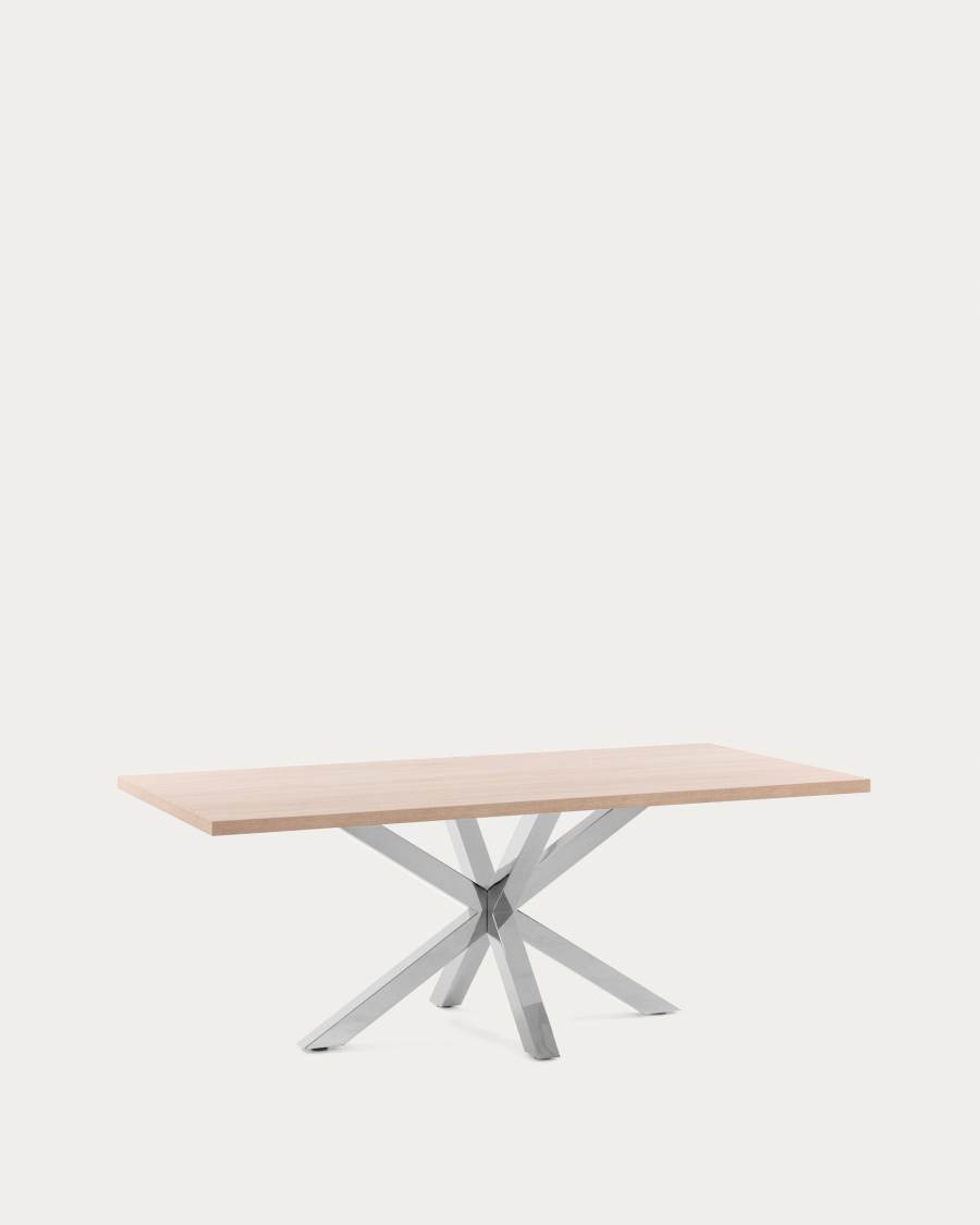 Tavolo Argo di melammina con finitura naturale e gambe in acciaio inossidabile 200 x 100 cm