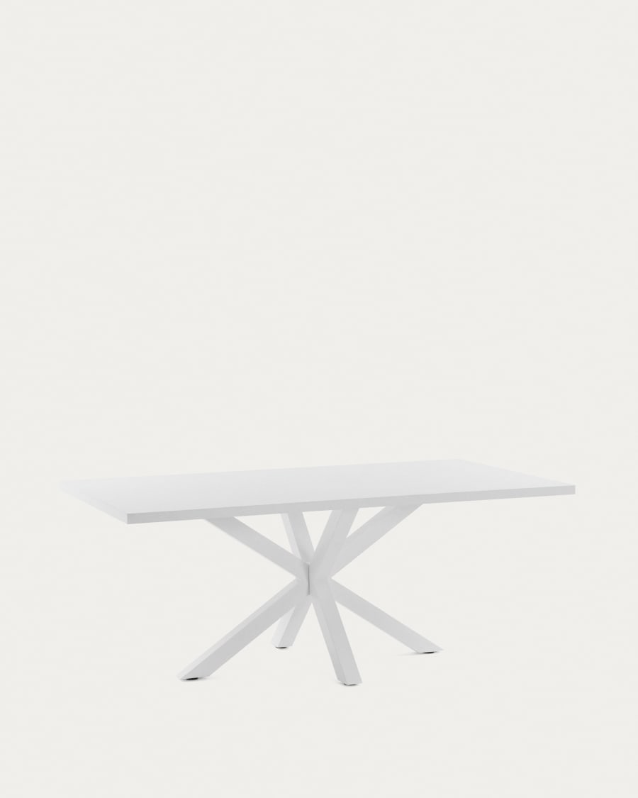 Argo table in melamine with white finish and steel legs with white finish 200 x 100 cm