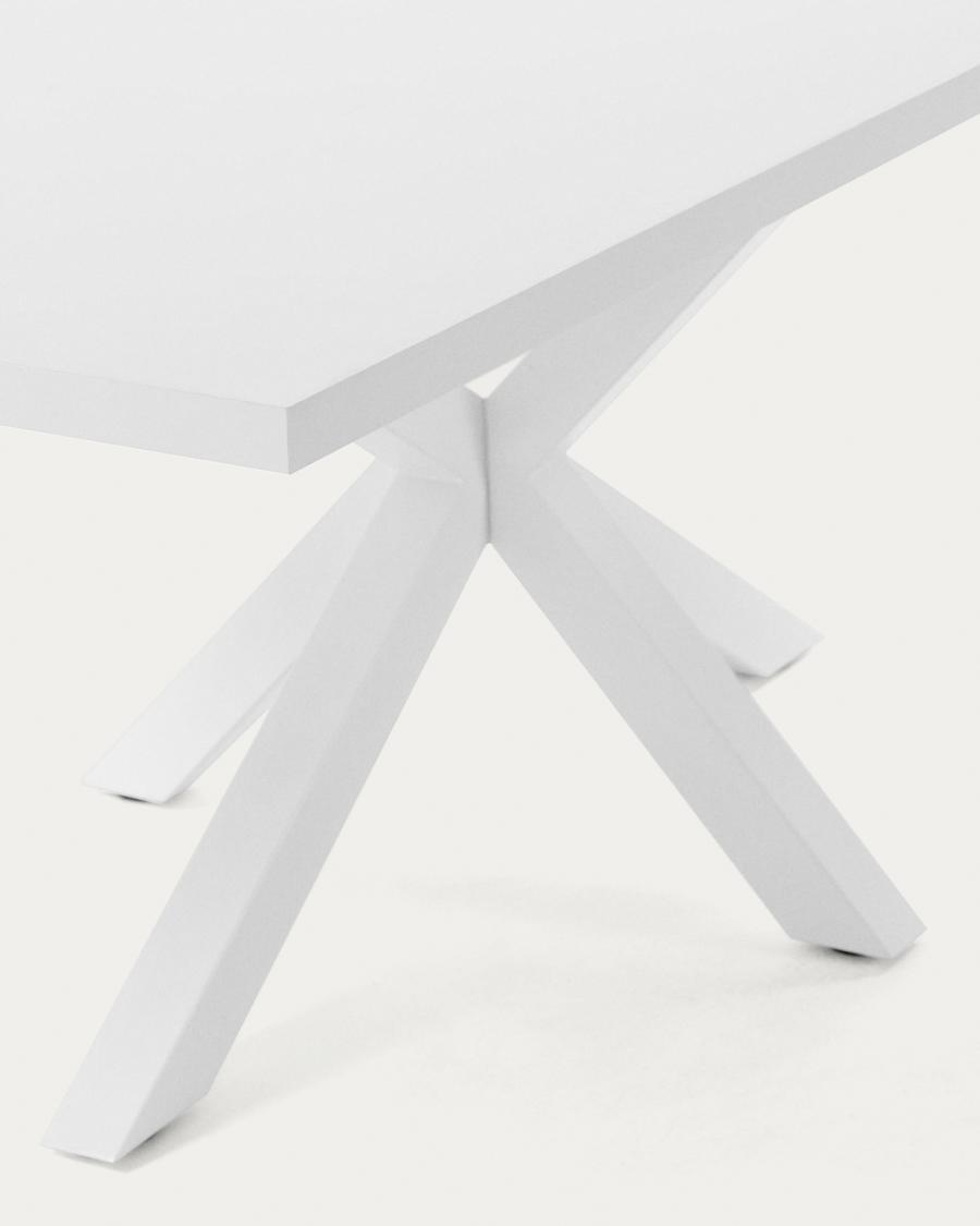 Tisch Argo aus Melamin mit weißer Oberfläche und Stahlbeinen mit weißem Finish, 180 x 100 cm