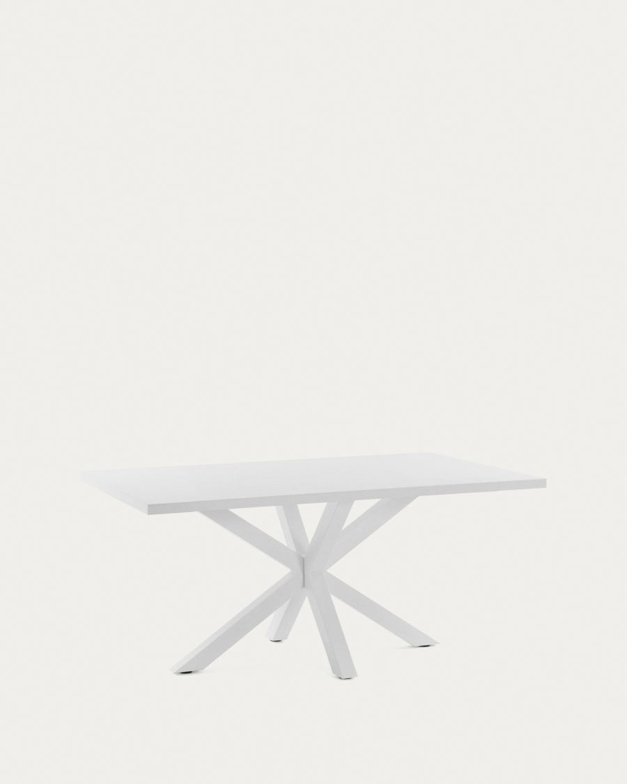 Tisch Argo aus Melamin mit weißer Oberfläche und Stahlbeinen mit weißem Finish, 180 x 100 cm