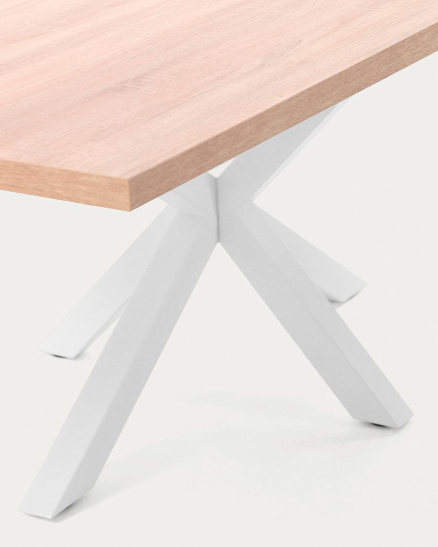 Argo table in melamine with natural finish and steel legs with white finish 180 x 100 cm