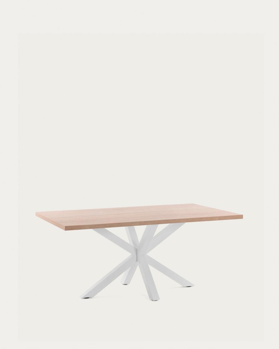 Argo table in melamine with natural finish and steel legs with white finish 180 x 100 cm