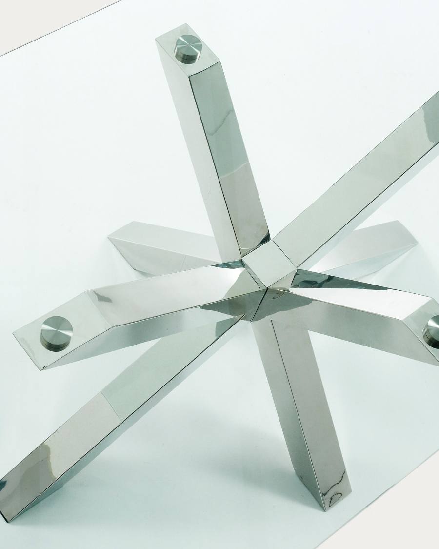 Argo glass table with stainless steel legs 160 x 90 cm