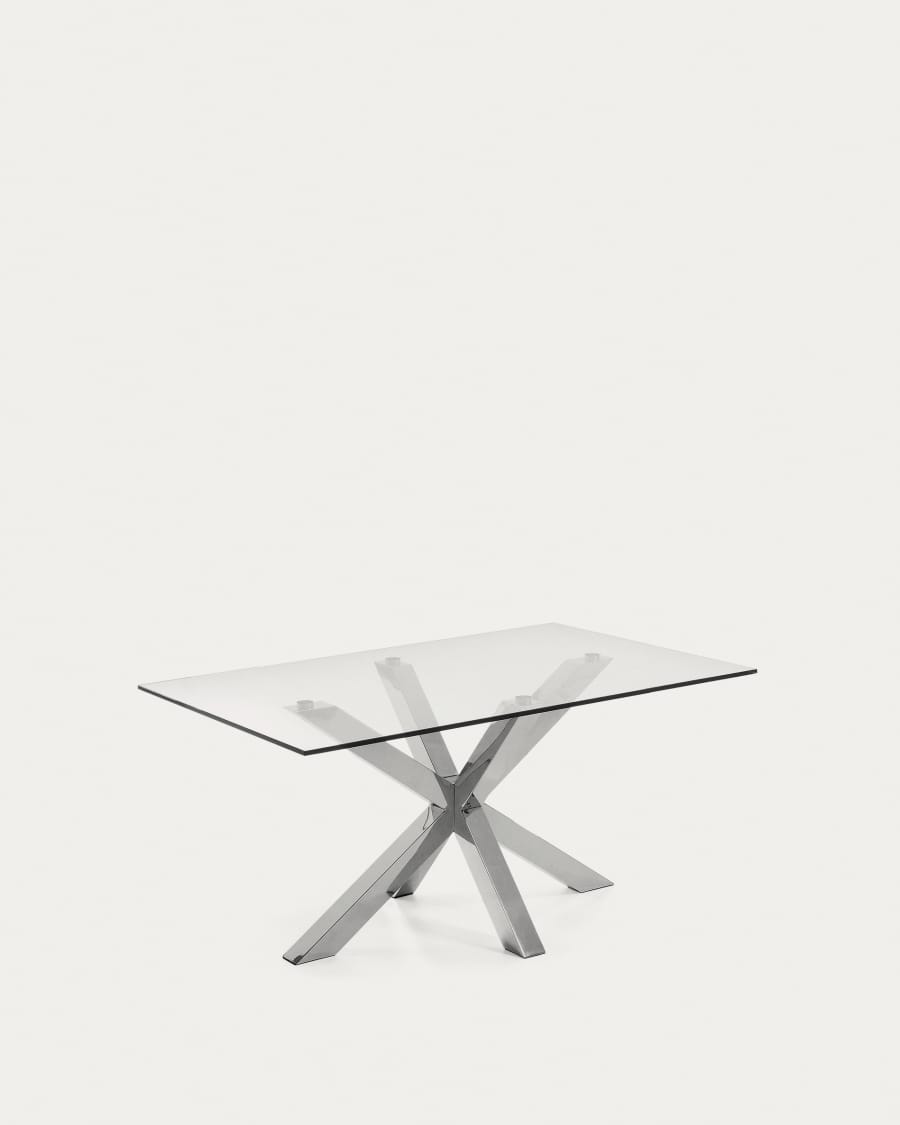 Argo glass table with stainless steel legs 160 x 90 cm