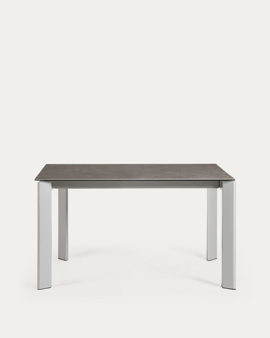 Axis porcelain extendable table in Volcano Ash finish with grey steel legs 140 (200) cm