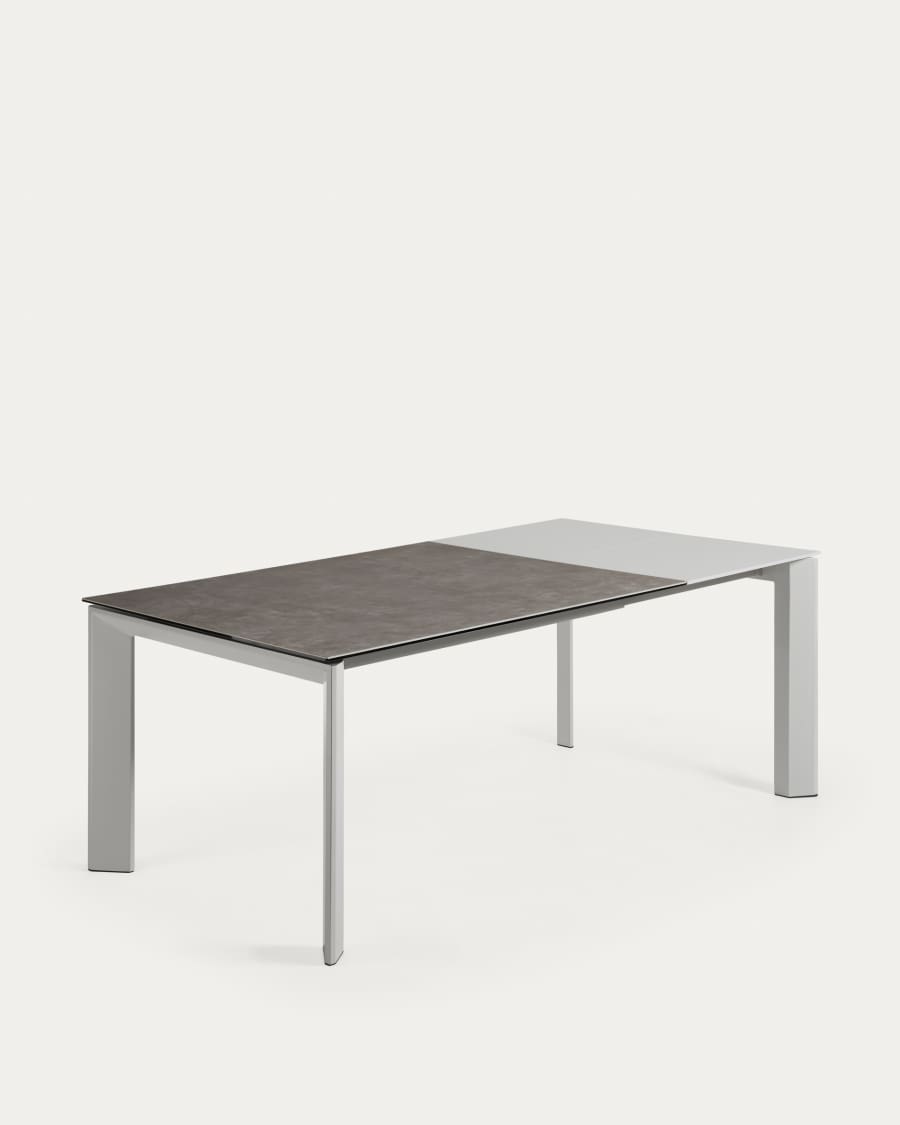 Axis porcelain extendable table in Volcano Ash finish with grey steel legs 140 (200) cm
