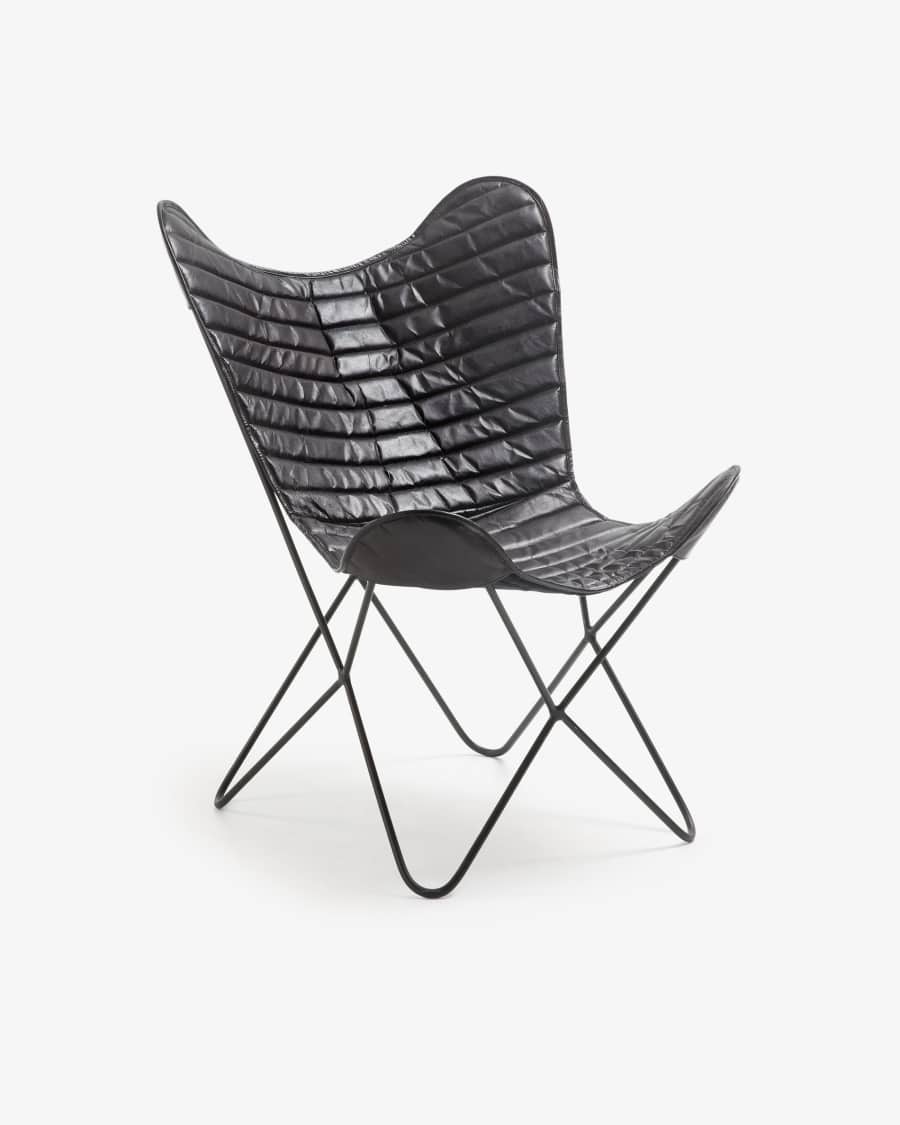 Fauteuil Fly zwart leer