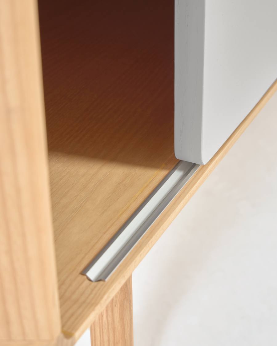 Meuble TV Anielle 2 portes en bois et placage de frêne 180 x 41 cm