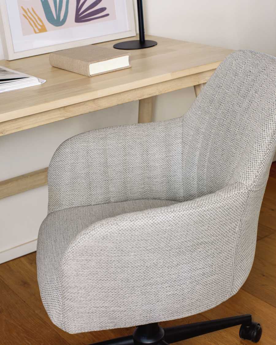 Madina light grey office chair and legs made of steel in matt black