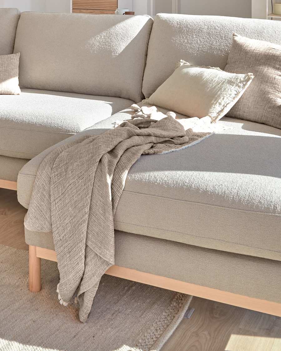 Plaid Casilda en lin et coton marron 130 x 170 cm