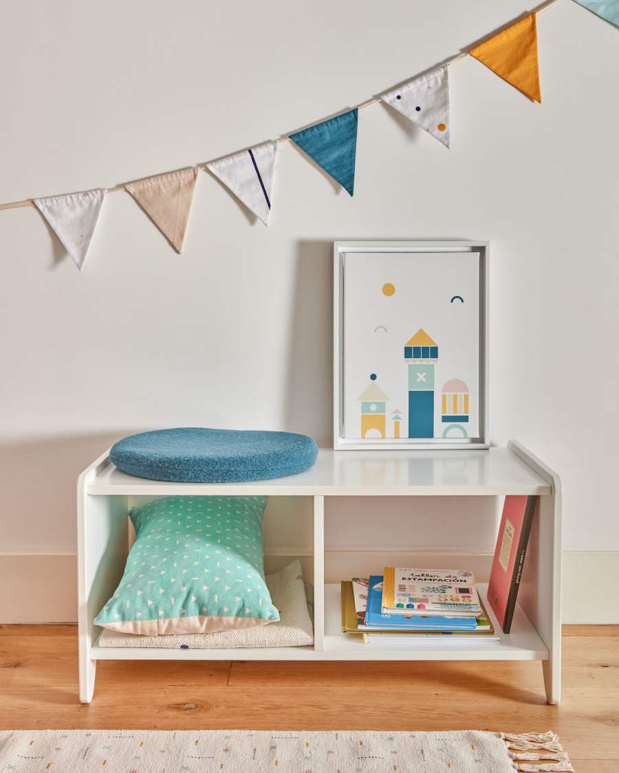 Zale 100% cotton cushion cover in turquoise with white triangles 30 x 50 cm