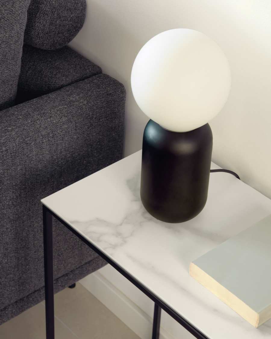 Table d'appoint Rewena avec plateau en grès cérame finition Kalos blanc 45 x 30 cm