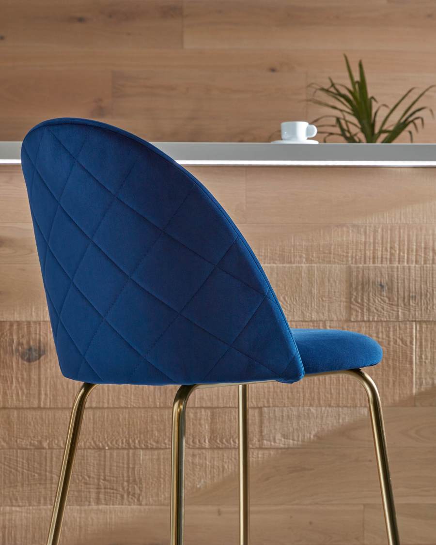 Blue velvet Ivonne stool height 76 cm