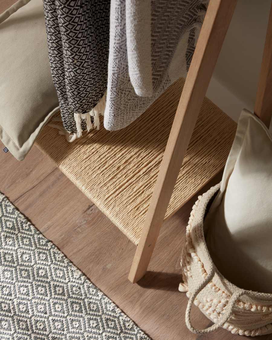 Natane birch wood and rattan clothing rail, 95 x 152 cm