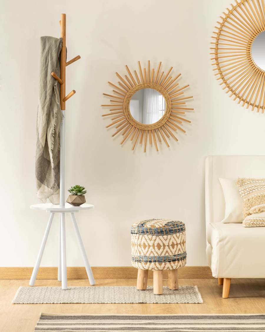 Perchero bandeja Nerb madera lacada blanco y madera de caucho 40 x 170 cm FSC MIX Credit