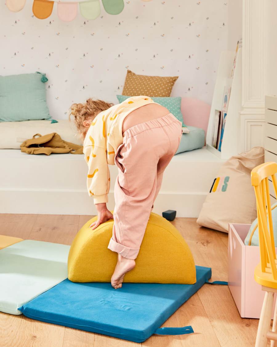 Pouf demi-lune Jalila moutarde Ø 25 x 25 cm